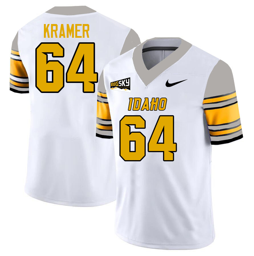 Idaho Vandals #64 Jerry Kramer College Football Jerseys,Uniforms Stitched-White